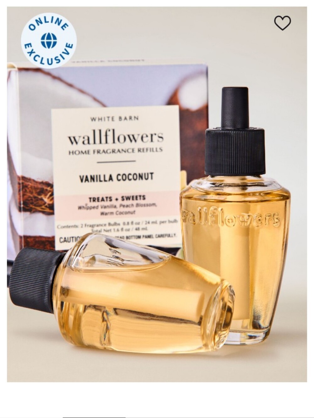 White Barn Wallflowers Vanilla Coconut Refill - Amber & Black